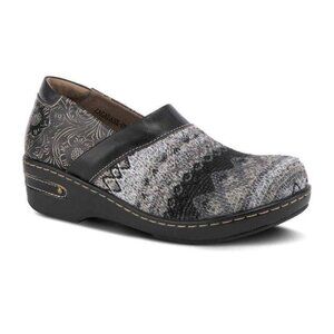 L 'ARTISTE by SPRING STEP Womens' Black Multi Zagabank Leather Clogs Size 5.5